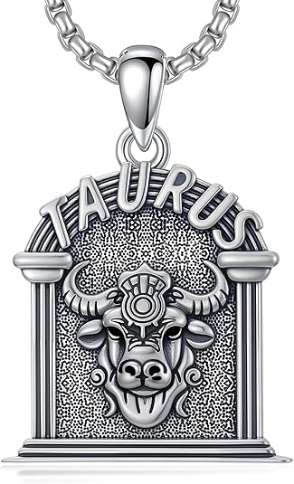 Zodiac Necklace 925 Sterling Silver Constellation Celestial Pendant Zodiac Sign Jewelry Gift for Women Men - Taurus Products for men
