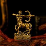 CHOVY Sagittarius – Sagittarius Archer Zodiac Brass Figurine – 100% Solid Handcrafted Retro Sculpture, Unique Desk Decor for Astrology Collectors - Sagittarius Home Decor for men