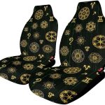Elasticity Sacred Zodiac Symbol Magic Occult Front Seats Covers Easy to Install, Full Wrap Protection Seat Protector for Most Vehicle Accessories - Aquarius Car Seat Cover for men