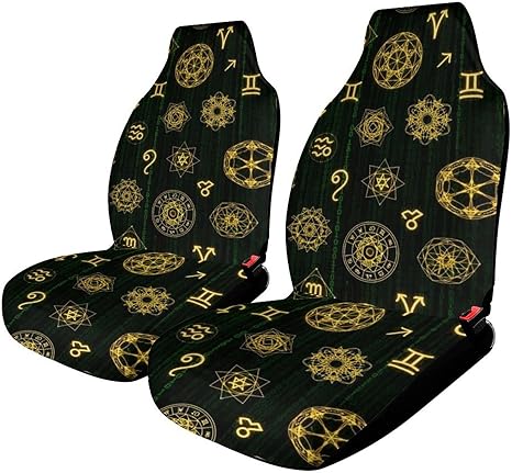 Elasticity Sacred Zodiac Symbol Magic Occult Front Seats Covers Easy to Install, Full Wrap Protection Seat Protector for Most Vehicle Accessories - Aquarius Car Seat Cover for men