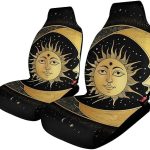 Seat Cover Set 2 Pack for Car Truck Sedan Accessory, Washable and Comfortable Sun Crescent Moon Stars Astrology Tarot Cards Automotive Seats Covers - Aquarius Car Seat Cover for men