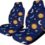 Breathable Zodiac Space Galaxy Constellation Sun Moon Stars Cute Cartoon Seat Protector Universal Fit for Most Car SUV Sedan Truck, Waterproof and Elasticity Front Seats Covers - Aquarius Car Seat Cover for men