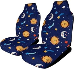 Breathable Zodiac Space Galaxy Constellation Sun Moon Stars Cute Cartoon Seat Protector Universal Fit for Most Car SUV Sedan Truck, Waterproof and Elasticity Front Seats Covers - Aquarius Car Seat Cover for men