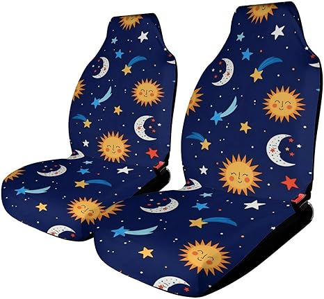 Breathable Zodiac Space Galaxy Constellation Sun Moon Stars Cute Cartoon Seat Protector Universal Fit for Most Car SUV Sedan Truck, Waterproof and Elasticity Front Seats Covers - Aquarius Car Seat Cover for men