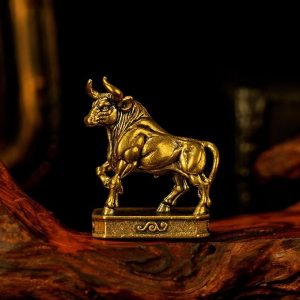 Taurus – Taurus Bull Zodiac Sign Brass Sculpture – Solid Handcrafted Retro Figurine, Elegant Home & Office Desk Decor, Astrology Lover Gift - Taurus Products for men