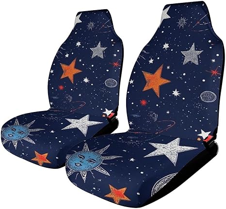 Comfortable Zodiac Space Galaxy Constellation Sun Moon Stars Front Seat Protectors for Cars SUV Sedan Truck, Full Wrap Protection Car Seats Covers Accessories - Aquarius Car Seat Cover for men
