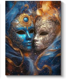 Zodiac Sign of Gemini with Masks Paint by Numbers Kit for Adults, 16"x20" Canvas Painting Kit for Beginners, Modern Aesthetic DIY Paint by Number on Canvas for Home Wall Decor 83 - Gemini Canvas for men