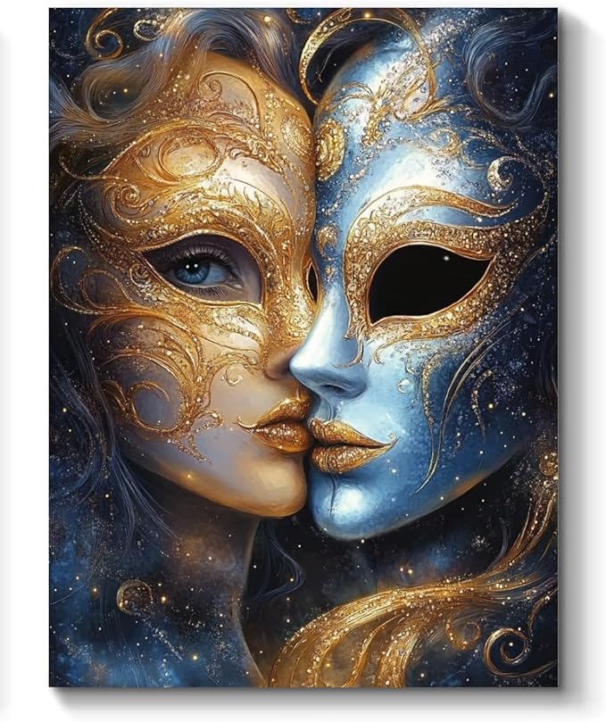 Zodiac Sign of Gemini with Masks Paint by Numbers Kit for Adults, 16"x20" Canvas Painting Kit for Beginners, Modern Aesthetic DIY Paint by Number on Canvas for Home Wall Decor 459 - Gemini Canvas for men