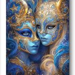 Zodiac Sign of Gemini with Masks Paint by Numbers Kit for Adults, 16"x20" Canvas Painting Kit for Beginners, Modern Aesthetic DIY Paint by Number on Canvas for Home Wall Decor 460 - Gemini Canvas for men