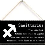 Sagittarius The Archer - Beautiful Spiritual Gift Astrology Sign of The Zodiac Plaque 12x6 Inch Hanging Sign, Decorative Wood Sign Home Decor,Wall Art - Sagittarius Home Decor for men