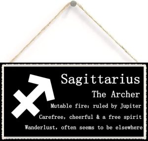 Sagittarius The Archer - Beautiful Spiritual Gift Astrology Sign of The Zodiac Plaque 12x6 Inch Hanging Sign, Decorative Wood Sign Home Decor,Wall Art - Sagittarius Home Decor for men