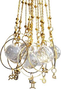 Handmade In Canada Zodiac Star Sign Rearview Mirror Suncatcher In Gold By Sterling's Suncatchers (Pisces) - Pisces Car Accessories for men