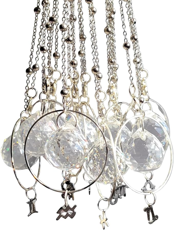 Handmade In Canada Zodiac Star Sign Rearview Mirror Suncatcher In Silver By Sterling's Suncatchers (Pisces) - Pisces Car Accessories for men