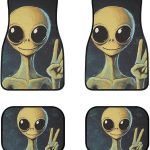 Delerain Alien Peace Sign 4-Piece Car Floor Mats Front and Rear Rubber Backing Carpet, Auto Foot Mats All Weather Universal Fit Car Decor Accessories Fit for SUV, Vans, Sedans, Trucks - Virgo Car Floor Mat for men