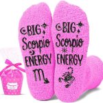 HAPPYPOP Zodiac Pisces Gifts Birthday Gifts for Women - Astrology Constellation Horoscope Gifts, Fuzzy Space Galaxy Socks - Scorpio Products for men