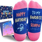 HAPPYPOP Zodiac Gifts Birthday Gifts for Women Men - Astrology Constellation Horoscope Gifts, Fuzzy Space Galaxy Socks Teens - Scorpio Products for men