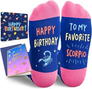 HAPPYPOP Zodiac Gifts Birthday Gifts for Women Men - Astrology Constellation Horoscope Gifts, Fuzzy Space Galaxy Socks Teens - Scorpio Products for men