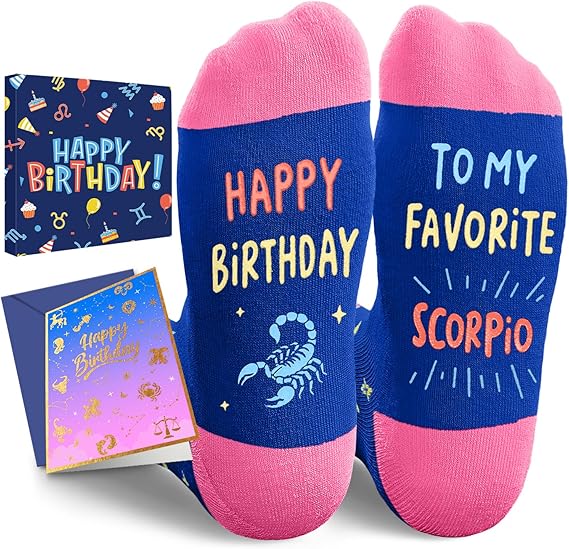 HAPPYPOP Zodiac Gifts Birthday Gifts for Women Men - Astrology Constellation Horoscope Gifts, Fuzzy Space Galaxy Socks Teens - Scorpio Products for men
