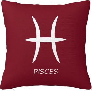 Pisces Sign Throw Pillow Covers 12x12 Inch - Soft Decorative Pillowcases for Couch, Bed & Sofa - Indoor Living Room Home Decor - Pisces Pillow for men