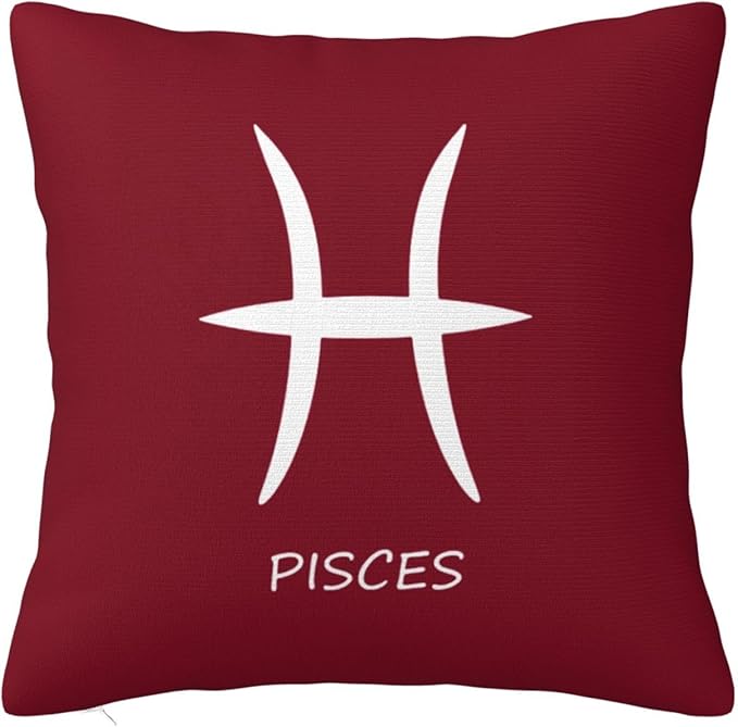 Pisces Sign Throw Pillow Covers 16x16 Inch - Soft Decorative Pillowcases for Couch, Bed & Sofa - Indoor Living Room Home Decor - Pisces Home Decor for men