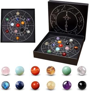 Runyangshi Natural Crystal Constellation Set with Zodiac Chart - 12 Pcs Healing Crystals Ball for Astrology Enthusiasts, Home Decor & Spiritual Gift - Pisces Home Decor for men