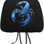 Watercolor Scorpion Car Seat Headrest Cover Cute Head Rest Protector Funny Accessories Universal 2 PCS - Scorpio Car Seat Cover for men