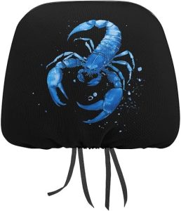 Watercolor Scorpion Car Seat Headrest Cover Cute Head Rest Protector Funny Accessories Universal 2 PCS - Scorpio Car Seat Cover for men