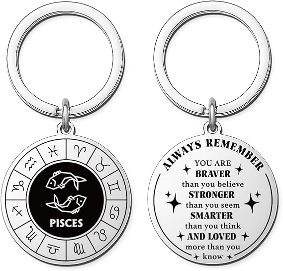 Zodiac Gifts for Men Women -12 Constellation Keychains for Astrology Lovers, Scorpio Sagittarius Capricorn Sign - Pisces Car Accessories for men