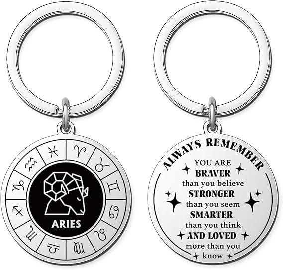 Zodiac Gifts for Men Women -12 Constellation Keychains for Astrology Lovers, Scorpio Sagittarius Capricorn Sign - Aries Keychain for men