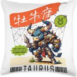 Kawaii Zodiac Sign Astrology Astrological Sign Taurus Throw Pillow - Taurus Pillow for men