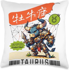 Kawaii Zodiac Sign Astrology Astrological Sign Taurus Throw Pillow - Taurus Pillow for men