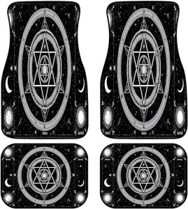 Car Floor Mats Black Gothic Divination Dark Academia Witchy Altar Space Zodiac Signs All Weather Floor Mats for Cars Soft Rubber Backed Rugs Carpet Waterproof Car Decor Auto Accessories Set of 4 - Virgo Car Floor Mat for men