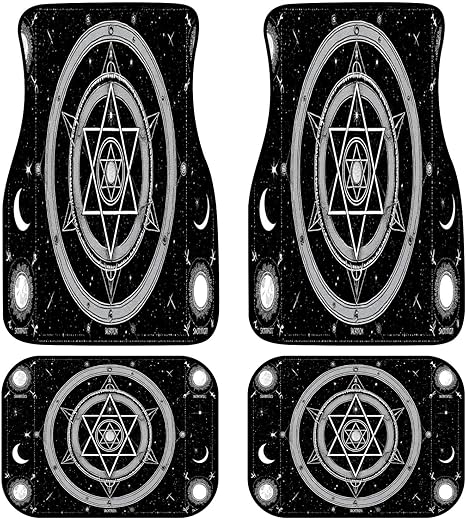 Car Floor Mats Black Gothic Divination Dark Academia Witchy Altar Space Zodiac Signs All Weather Floor Mats for Cars Soft Rubber Backed Rugs Carpet Waterproof Car Decor Auto Accessories Set of 4 - Virgo Car Floor Mat for men