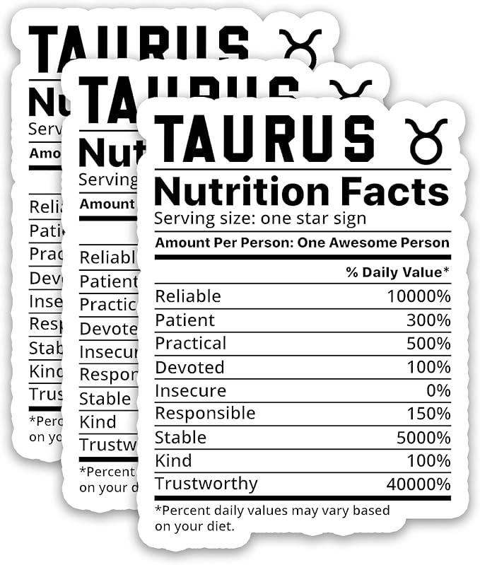 (3PCS) Taurus Sticker – Astrology Zodiac Sign Stickers, Waterproof Vinyl Decals for Water Bottles, Laptops, Cups, Scrapbooking, 3 x 2.2 inch - Taurus for men