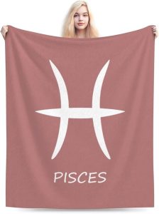 Pisces Sign Throw Blanket - Soft Plush Fleece Blanket for Couch, Bed, Sofa - Home Decor Cozy Blankets Gifts for Women Men, Pink, 50x60 Inches - Pisces Home Decor for men