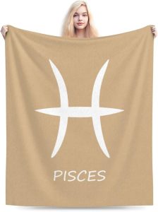 Pisces Sign Throw Blanket - Soft Plush Fleece Blanket for Couch, Bed, Sofa - Home Decor Cozy Blankets Gifts for Women Men, Sand, 30x40 Inches - Pisces Home Decor for men