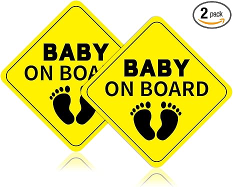 Baby on Board Signs Sticker for Car, No Magnets or Suction Cups Baby on Board Decal, Removable Safety Warning Signs Sticker Decal Strong Adhesive for Bumper Window, Car Essentials (2PCS,Yellow) - Aries Sticker for men