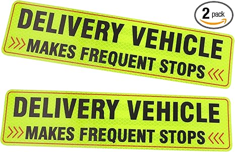 2PCS Delivery Vehicle Car Sticker, Reflective Delivery Driver Safety Warning Signs for Cars Door and Bumper, Self Adhesive Frequent Stops Sticker for Drivers,Car Accessories (Style A-Adhesive) - Aries Sticker for men