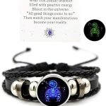 72ore Zodiac Signs Spirit Bracelet for Women Men Multilayer Leather Adjustable Glow in the Dark Constellation Manifestation Bracelet Birthday Christmas Zodiac Gift for Constellation Lover - Scorpio Accessories for men