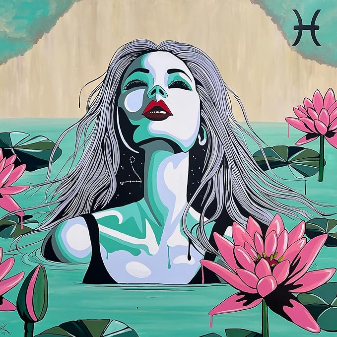 Artwork By Arionna Pisces Zodiac Art Print, Astrology Pop Art Wall Décor, Home Decor, Aesthetic Room Decor, Wall Posters, Horoscope Gifts For Women, 12x12 Inches, Unframed - Pisces Canvas for men