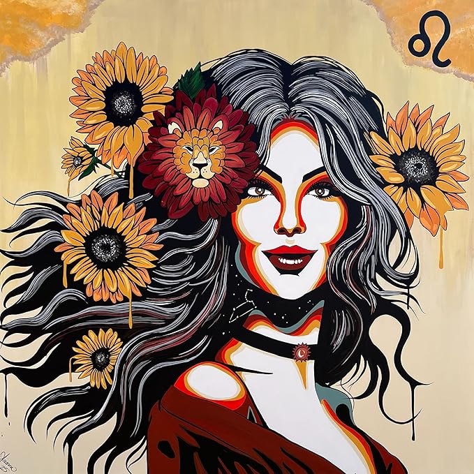 Artwork By Arionna Leo Zodiac Art Print, Astrology Pop Art Wall Décor, Home Decor, Aesthetic Room Decor, Wall Posters, Horoscope Gifts For Women, 12x12 Inches, Unframed - Leo Canvas for men