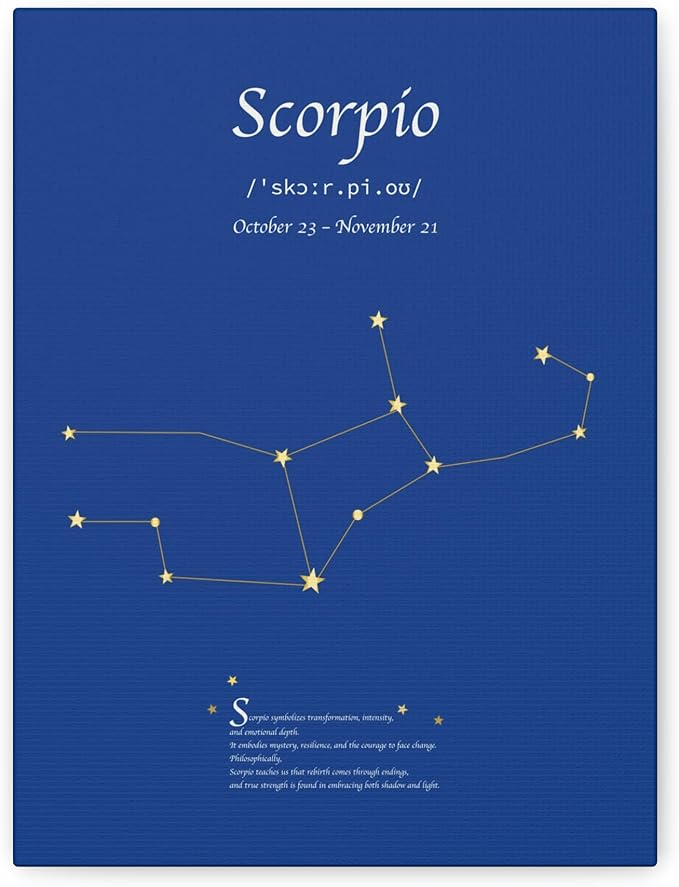 Scorpio Zodiac Canvas Wall Art–Astrology Constellation Print,Star Sign Birthday Gift,Modern Home Decor for Astrology Lovers - Scorpio Canvas for men