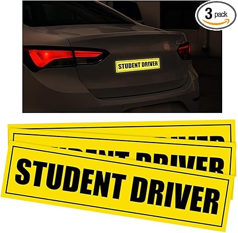 3PCS Car Student Driver Magnet, Reflective Magnetic Vehicle Bumper New Driver Safety Warning Sign Stickers, Reusable New Rookie Novice Automotive Decals, Universal for Vehicles - Aries Sticker for men
