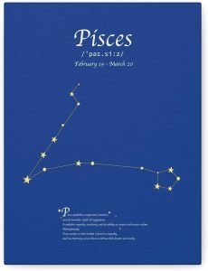 Pisces Zodiac Canvas Wall Art – Astrology Constellation Print with Meaning, Minimalist Star Sign Decor, Birthday Gift - Pisces Canvas for men