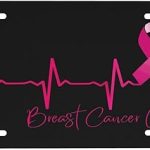 Breast Cancer Survivor Awareness Pink Ribbon Aluminum License Plate 6 x 12 Inch Metal Car Front License Plate Cover Car Decor Accessory Novelty Vanity Decoration Tag with 4 Holes - Cancer Car Accessories for men