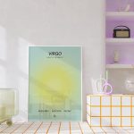 Virgo Zodiac Poster, Astrology Star Poster Gradient Print Wall Art, Virgo Green Aura Print Zodiac Astrology Star Gradient Wall Decor Green Aura,22 - Virgo Poster for men
