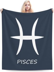 Pisces Sign Throw Blanket - Soft Plush Fleece Blanket for Couch, Bed, Sofa - Home Decor Cozy Blankets Gifts for Women Men, Blue, 50x60 Inches - Pisces Home Decor for men