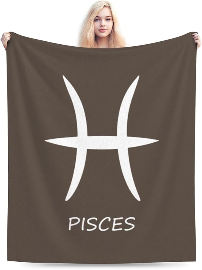Pisces Sign Throw Blanket - Soft Plush Fleece Blanket for Couch, Bed, Sofa - Home Decor Cozy Blankets Gifts for Women Men, Brown, 30x40 Inches - Pisces Home Decor for men