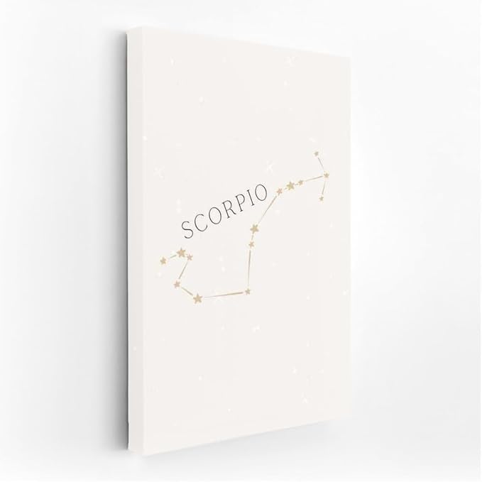 Golden Scorpio Constellation: Elegant Zodiac Symbol - Wall Art Print, Painting for Home Decor [Canvas 20x16] - Scorpio Canvas for men