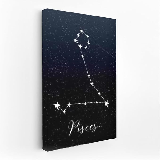 Pisces Magic: Mysterious Stars of Your Sign - Wall Art Print, Painting for Home Decor [Canvas 40x30] - Pisces Canvas for men